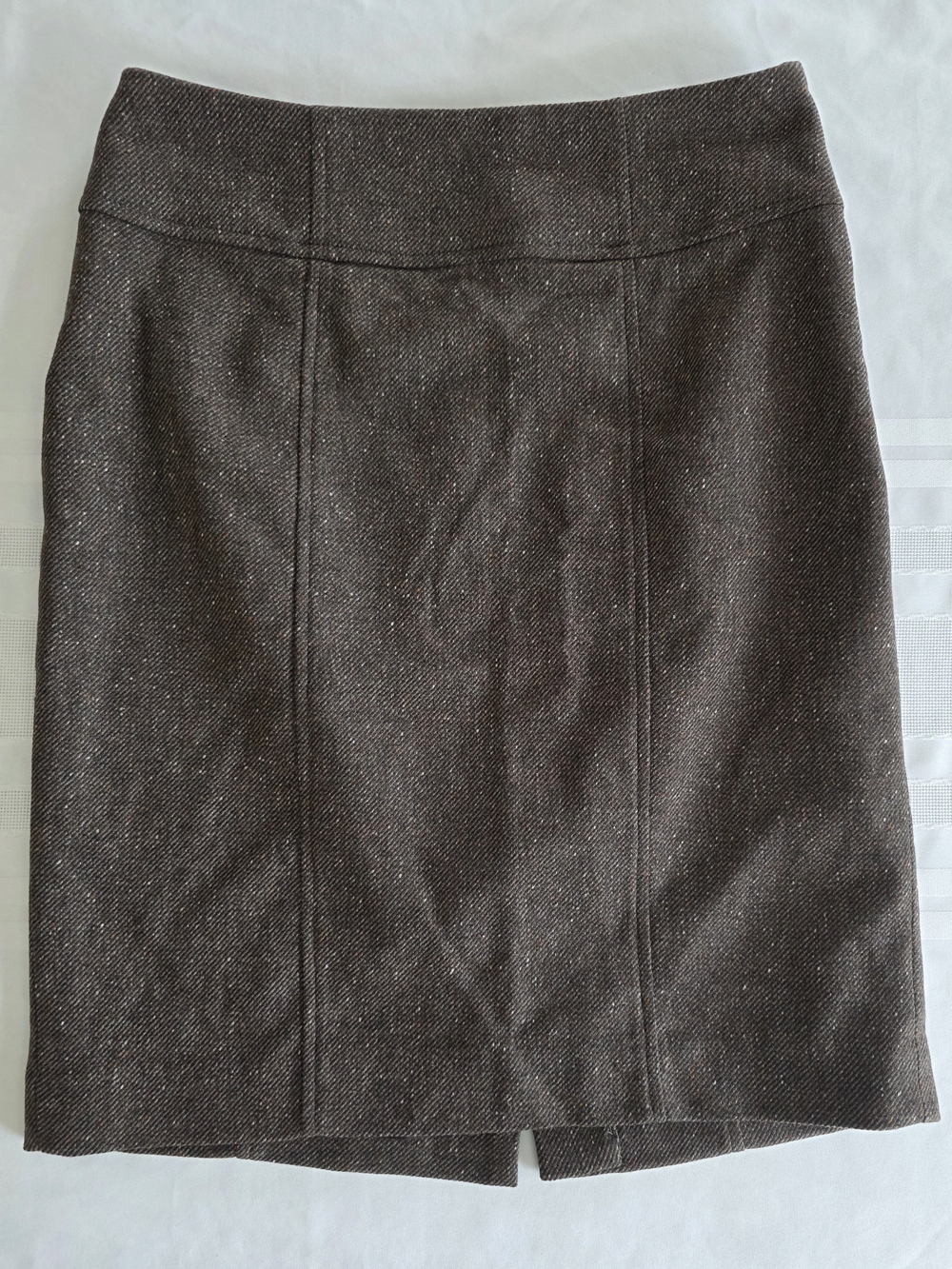 Banana Republic Tweed Pencil Skirt Womens 6 Brown Stretch Lined Office